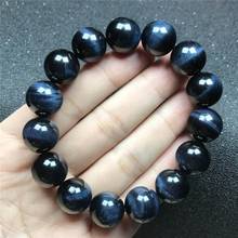14mm Genuine Natural Blue Tiger Eye Bracelet For Woman Lady Men Round Beads Cat Eye Crystal Stone Fashion Bracelet Jewelry AAAA 2024 - buy cheap