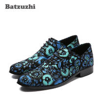 Batzuzhi Blue Suede Men Shoes for Wedding and Party Loafers Men Dress Shoes Men's Flat Lace-up Male Casual Zapatos. EU38-46 2024 - buy cheap