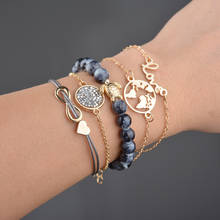5Pcs/Set Fashion Braid Bracelet Set For Women Love Letter Map Turtle Beaded Female Bracelet Bangle Jewelry Gift Girl pulseras 2024 - buy cheap