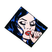 Black Hair Crying Comic Girl Enamel Pin 2024 - buy cheap