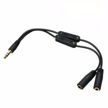 3.5mm Audio Splitter Male To 2 Female Adapter One-divided-two Black Stereo Y Splitter Audio Cable with Volume Control Switch 2024 - buy cheap