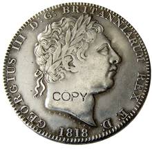 Great Britain 1818/1820 King George III Crown Silver Plated Copy Coin 2024 - buy cheap