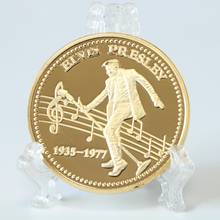 1935-1977 the king of Rock and roll, ELIVS PRESLEY Coins 1pcs/lot Free Shipping gold plated souvenir coin 2024 - buy cheap
