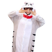 Kigurumi pijama chis gato doce casa adulto animal dos desenhos animados com capuz macacão feminino homem casal 2019 inverno pijamas de flanela 2024 - compre barato