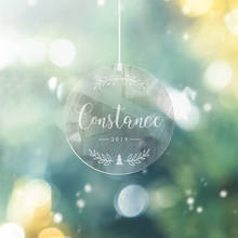 Ornamento de natal personalizado ornamento de natal idéia de presente de família de vidro claro decoração da árvore de presente de natal 2024 - compre barato