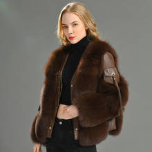 Winter Fashion Real Fox Fur Coats For Women Locomotive Style Genuine Sheep Leather Jacket Natural Fox Fur Coat 2024 - buy cheap