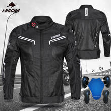 Летняя дышащая мотоциклетная куртка LYSCHY с 3D сеткой, костюм для верховой езды, гоночный жакет, мотоциклетная куртка, брюки, костюм 5 шт., CE защита 4XL 2024 - купить недорого