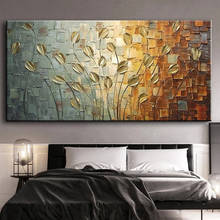 Quadros abstratos folhas de ouro nórdico, pintura a óleo em tela, arte de parede, pôsteres impressos, imagens de parede para sala de estar, casa 2024 - compre barato