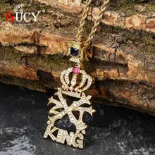 GUCY Crown Letters Pendant with 4MM Gold Tennis Chain Cubic Zirconia  Hip Hop Pendant Jewelry 2024 - buy cheap