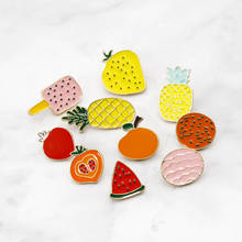 Broche de fruta de dibujos animados para mujer, alfileres de esmalte de cereza, piña, sandía, insignias de Pin de solapa para chaquetas, joyería, novedad 2024 - compra barato