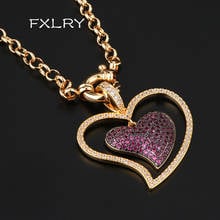FXLRY Elegant Creative Fashion Colorful Zircon Hollow Love Heart Pendant Necklace For women jewelry 2024 - buy cheap
