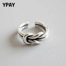 YPAY-Anillo de plata de primera ley con nudo para mujer, sortija abierta, plata esterlina 925, Estilo Vintage, Retro, grosor doble, YMR566, 100% 2024 - compra barato