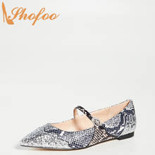 Zapatos planos con estampado de piel de serpiente para mujer, calzado con punta en pico y lentejuelas, de moda, para oficina, talla grande 11 45 Shofoo 2024 - compra barato