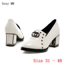 Zapatos de tacón cuadrado alto para mujer, calzado de estilo oxford, zapatos de tacón alto para mujer, tacones pequeños de talla grande 31-48 2024 - compra barato