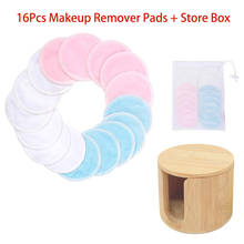 Almohadillas de algodón reutilizables para quitar el maquillaje, almohadillas redondas lavables de bambú, almohadillas de maquillaje para la piel de enfermería, con caja de almacenamiento, 16 Uds. 2024 - compra barato