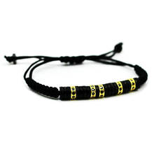 Pulsera de cuerda trenzada hecha a mano para hombre y mujer, brazalete de cuentas de circonia cúbica con conector, color negro 2024 - compra barato