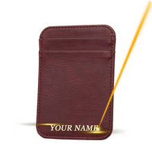 Mini carteira com nome gravado grátis, porta-cartão slim para homens e mulheres, caixa de presente em couro para viagem, cartão de visita, identidade e carteira 2024 - compre barato