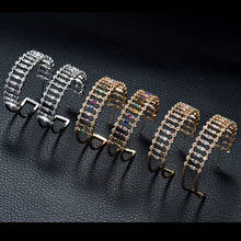 HIBRIDE Luxury Geometry Hoop Earrings For Women Wedding Cubic Zirconia Fashion Jewelry Trendy Party brincos para as mulher E-831 2024 - buy cheap