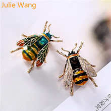 Julie Wang Colorful Insect Bumble Bee Brooch For Men Alloy Enamel Brooches Fashion Jewelry Clothing Dress Accessories 2024 - buy cheap