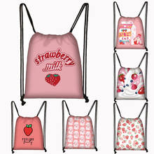 Harajuku Kawaii Strawberry Milk Backpack Women Shoulder Bag Lolita Girls Storage bags for Travel E-Girl Drawstring Bag Bookbag 2024 - buy cheap
