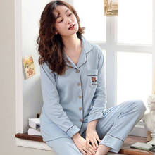 New autumn winter pijamas women long sleeve trousers sleepwear set print ladies home clothes loose plus size nightwear pajamas 2024 - buy cheap