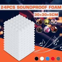 Panel de absorción de sonido, cuña de azulejo, 36 pirámide, espuma protectora que absorbe el sonido, acústica, insonorizada, 30x30x5cm, 12/24 Uds. 2024 - compra barato