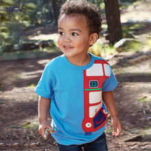 Little Maven-camiseta azul de algodón para niños de 2 a 7 años, ropa con apliques de autobús, novedad de verano, 2021 2024 - compra barato