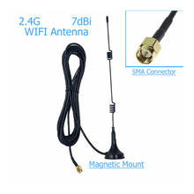 Extensor de antena inalámbrica Wifi WLAN 5 X Range Booster SMA 2,4 GHz 7DBI + Base de antena omnidireccional, 1 unidad 2024 - compra barato