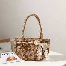 Bowknot Woven Bag Female 2021 New Shoulder Portable Hand-Woven Straw Bag Seaside Vacation Beach Bag Tide 2024 - buy cheap