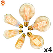 4pcs/lot Retro Edison Light Bulb E27 220V 40W A19 A60 T10 T45 T185 ST64 G80 G95 Filament Vintage Ampoule Incandescent Bulb Lamp 2024 - buy cheap