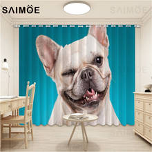Cortina de perro y Bulldog Francés con dibujos animados en 3D, cortinas opacas modernas para sala de estar y habitación de niños, Ultra Micro sombreado 2024 - compra barato
