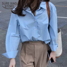Casual Loose Women Blouses Shirts Minimalist Single-breasted Female Blue Shirts 2020 Spring Summer Tops Oversized Femme 11297 2024 - buy cheap