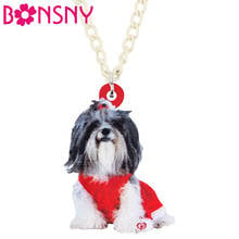 Bonsny акриловый Рождественский костюм Shih Tzu Подвеска для ожерелья для собак цепь животное ювелирные изделия для женщин девочек для подростков, детей очаровательный подарок аксессуар 2024 - купить недорого