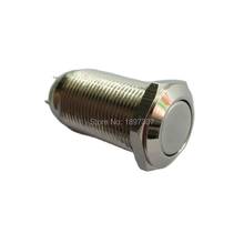 Cabeça plana de 12mm metal banhado a níquel latão à prova d' água tipo travamento sem interruptor de botão de led
