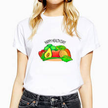 Cartoon Letter Print Food Avocado Cute Women T-Shirt Matching Tshirt Summer T shirt Casual Tops Clothes Ladies Aesthetic Tops 2024 - buy cheap