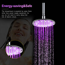 10 inch RGB LED Light Shower Head Round Automatic Changing Water Saving Rain High Pressure Bathroom Rainfall Shower 2024 - buy cheap