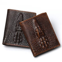 2021 Small Real Leather Wallet Men's Crocodile Short Bio Fold Money Purse Brand Designer Male Slim Walet Leather For Men Gift 2024 - buy cheap