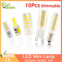 Lâmpada led de cerâmica regulável, lâmpada led g4 g9 de 7w 9w 10w 12w cob 2835smd 220v ac 12v com brilho ajustável para substituição de lâmpada de halogênio 2024 - compre barato