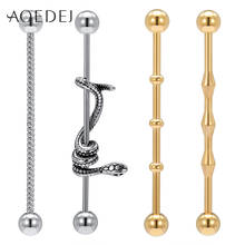 AOEDEJ 1PC Snake Earrings for Women Punk Style Stainless Steel Stud Earrings Long Ear Piercing Body Jewelry Ear Pin Accessories 2024 - buy cheap