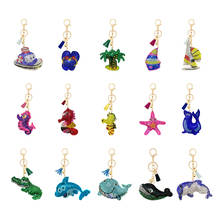 2020 New Small Gift Ocean Cartoon Character Series Shiny Rhinestone Velvet Keychain Pendant Tassel Bell Accessories 2024 - buy cheap
