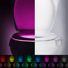 Luz LED con Sensor de movimiento para inodoro, luces nocturnas activadas por movimiento, lámpara LED para cuenco de baño, 16 colores, nuevo 2024 - compra barato