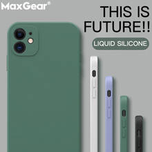 Квадратный жидкий силиконовый чехол для телефона iPhone 11 Pro Max 12 Mini XS SE 2020 X XR 7 8 Plus, оригинальный роскошный однотонный мягкий чехол 2024 - купить недорого