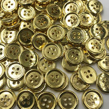 Botones de plástico dorado, 15mm, 4 agujeros, 50/100 Uds., PT190 2024 - compra barato
