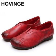 HOVINGE     New Spring Soft Soles Genuine Leather Flat Shoe Fashion Casual Handmade Women Shoes Women Flats Driving Shoes 2024 - buy cheap