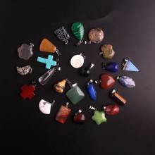 60 unids/lote de colgantes de cuarzo para fabricación de joyas, de estilo, piedra Natural mixta, corazón, Chakra 2024 - compra barato