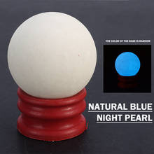 Bola de cristal de quartzo luminosa, esfera brilha no escuro, 35mm azul com base aleatória para decoração de casa 2024 - compre barato