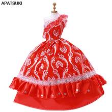 Vestido Rojo Floral blanco para muñeca Barbie, traje de princesa para fiesta de boda, traje de baile, muñecas BJD, juguetes para niños y bebés, 1/6 2024 - compra barato