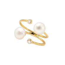 Anillo de perlas doradas para mujer, joyería de dedo completo, piedra de perlas cz simple, joyería de moda 2024 - compra barato