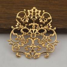 10pcs Filigree Flower Charms Embellishment Stamping Bases Quality Brass Metal Gold Color DIY Wedding Hair Jewelry Accessories 2024 - buy cheap