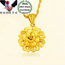 OMHXFC Wholesale European Fashion Woman Girl Party Birthday Wedding Gift Vintage Flower 24KT Real Gold Charm Pendant PN208 2024 - buy cheap